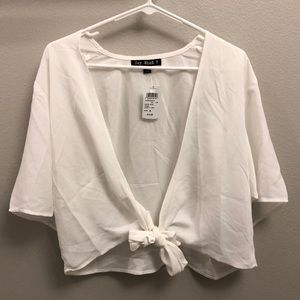 Windsor Say What? Front Tie Top; White; Size M